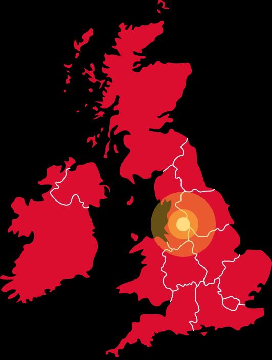 UK map showing NWBM locations